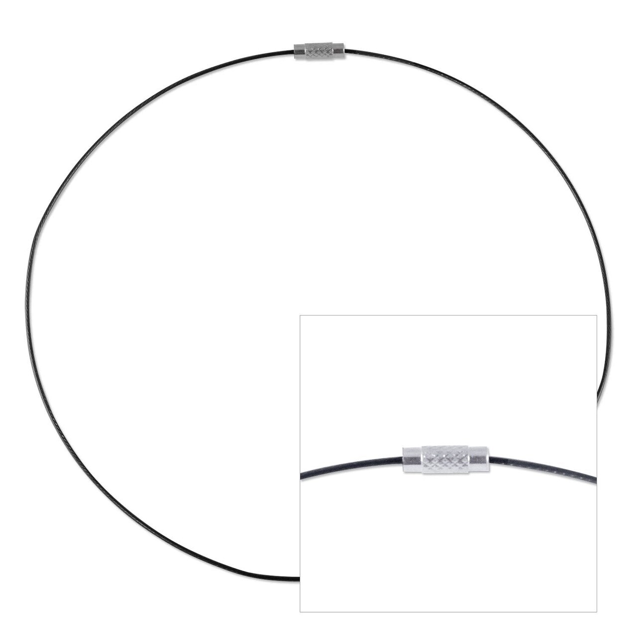 JewelrySupply Cable Necklace with Twist Clasp 17.5" Black (1-Piece)